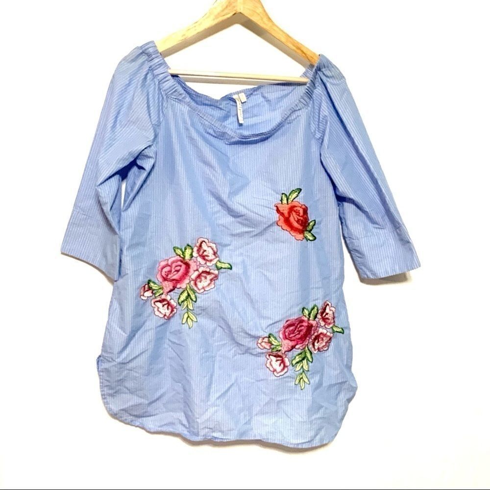 Grand & Greene embroidered off shoulder striped